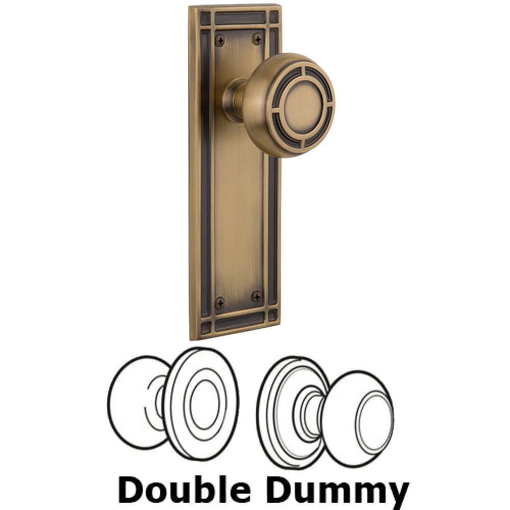 Double Dummy Mission Plate with Mission Knob in Antique Brass