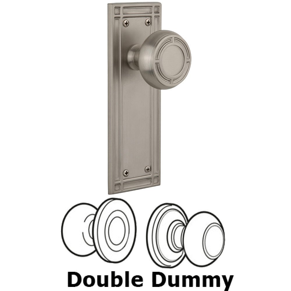 Double Dummy Mission Plate with Mission Knob in Satin Nickel