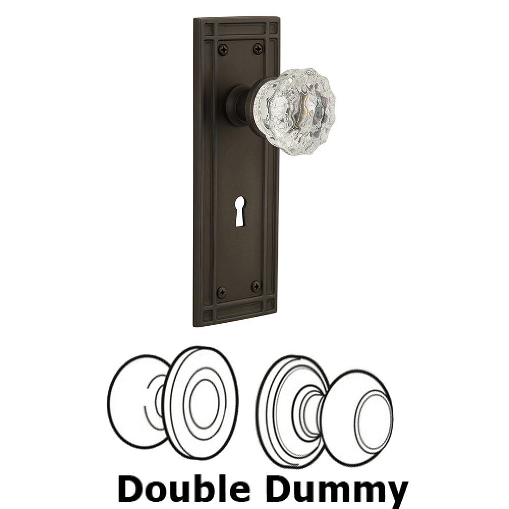 Double Dummy Mission Plate with Crystal Knob and Keyhole in Oil Rubbed Bronze