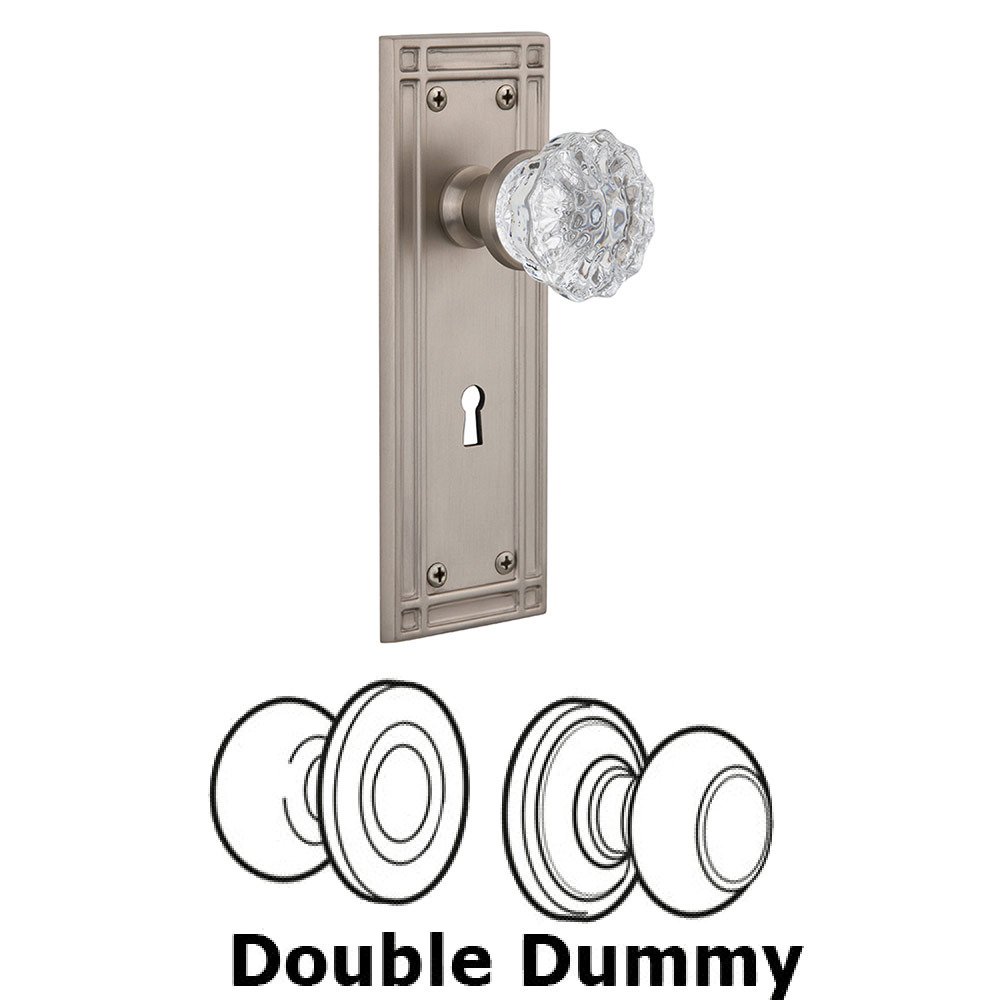 Double Dummy Mission Plate with Crystal Knob and Keyhole in Satin Nickel