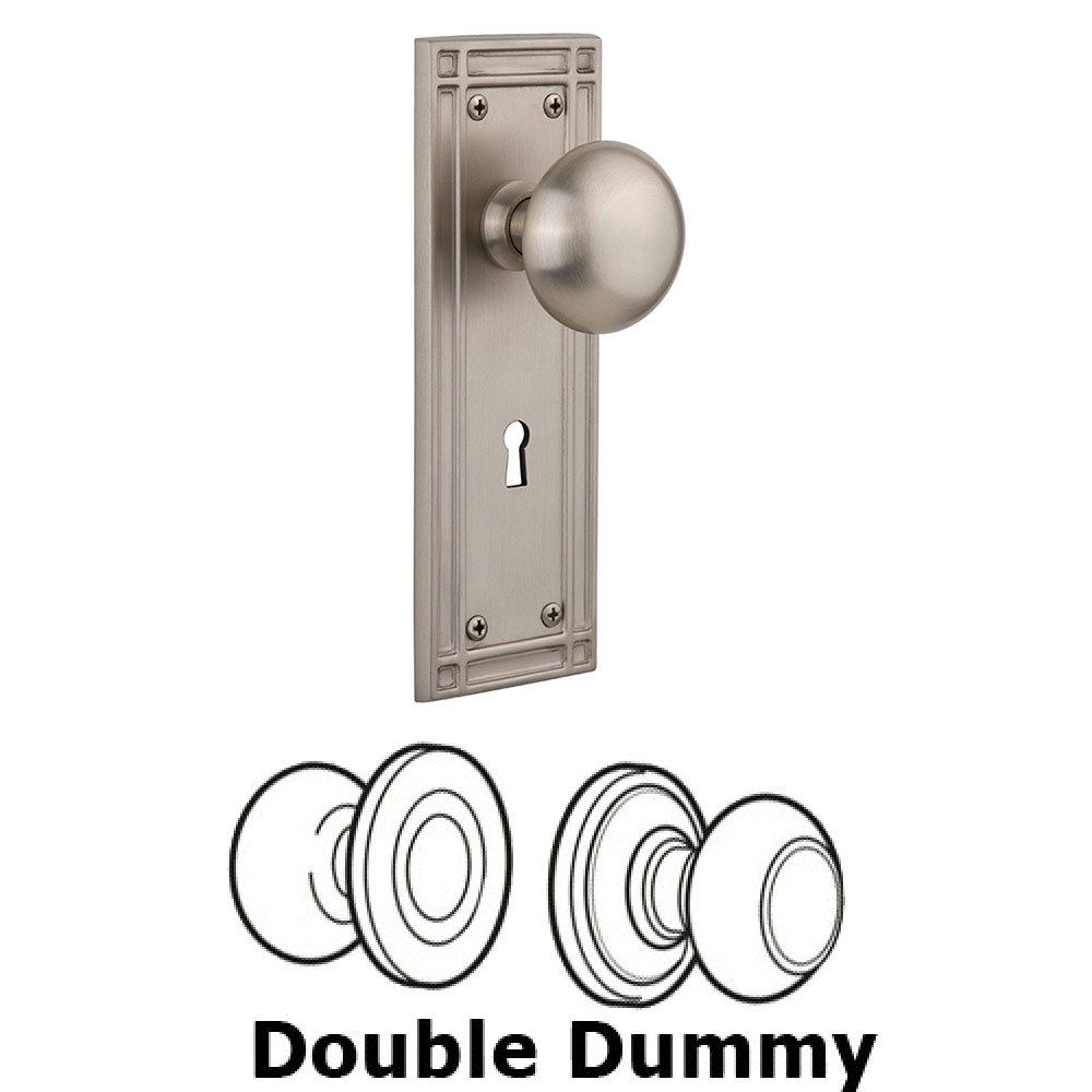 Double Dummy Mission Plate with New York Knob and Keyhole in Satin Nickel