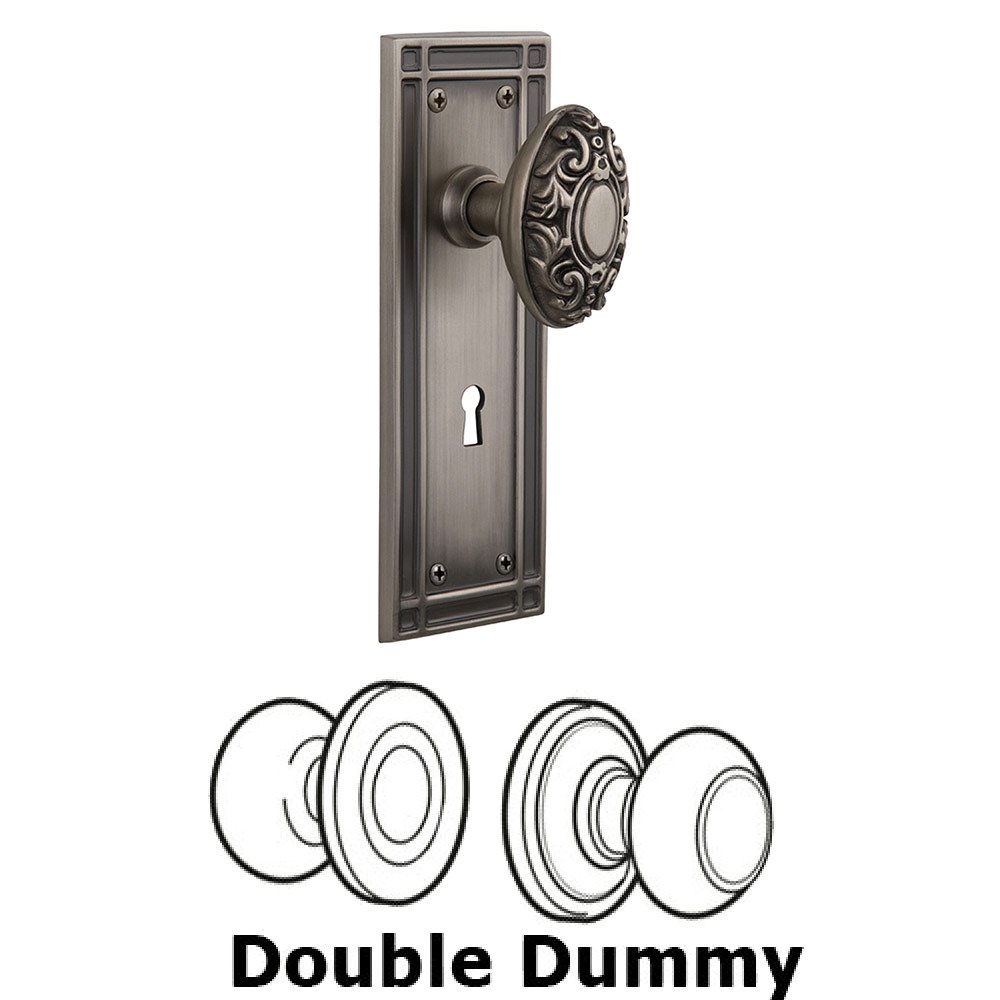 Double Dummy Mission Plate with Victorian Knob and Keyhole in Antique Pewter