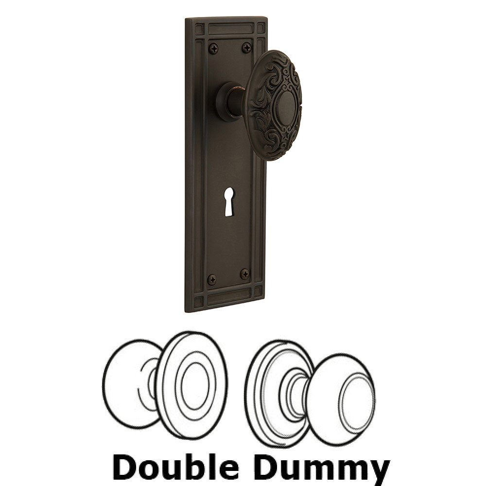 Double Dummy Mission Plate with Victorian Knob and Keyhole in Oil Rubbed Bronze