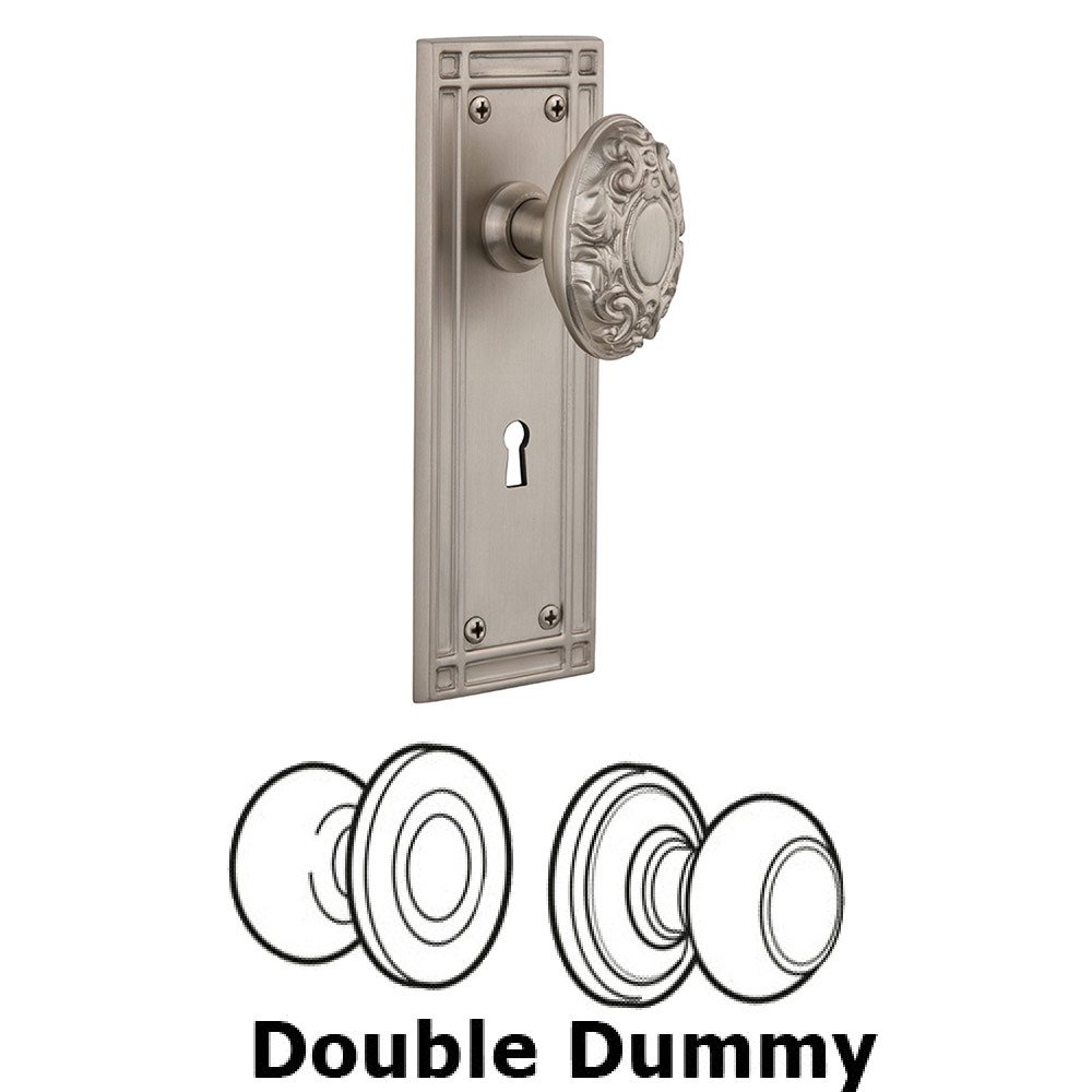 Double Dummy Mission Plate with Victorian Knob and Keyhole in Satin Nickel