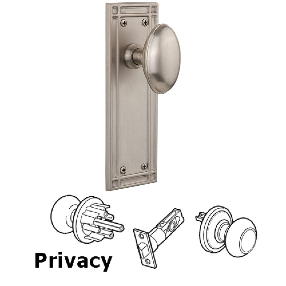 Privacy Mission Plate with Homestead Door Knob in Satin Nickel