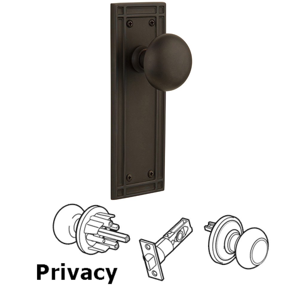 Privacy Mission Plate with New York Knob in Oil Rubbed Bronze