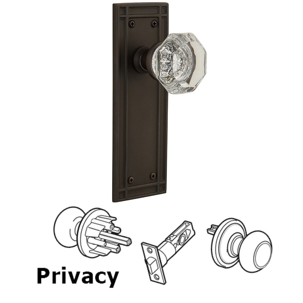 Privacy Mission Plate with Waldorf Door Knob in Oil-Rubbed Bronze
