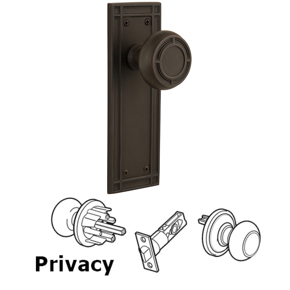 Privacy Mission Plate with Mission Door Knob in Oil-Rubbed Bronze