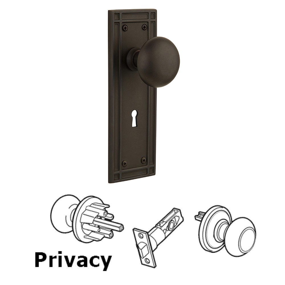 Privacy Mission Plate with Keyhole and New York Door Knob in Oil-Rubbed Bronze