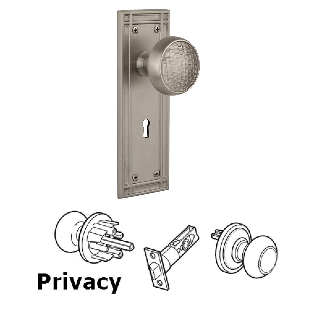 Privacy Mission Plate with Craftsman Knob and Keyhole in Satin Nickel