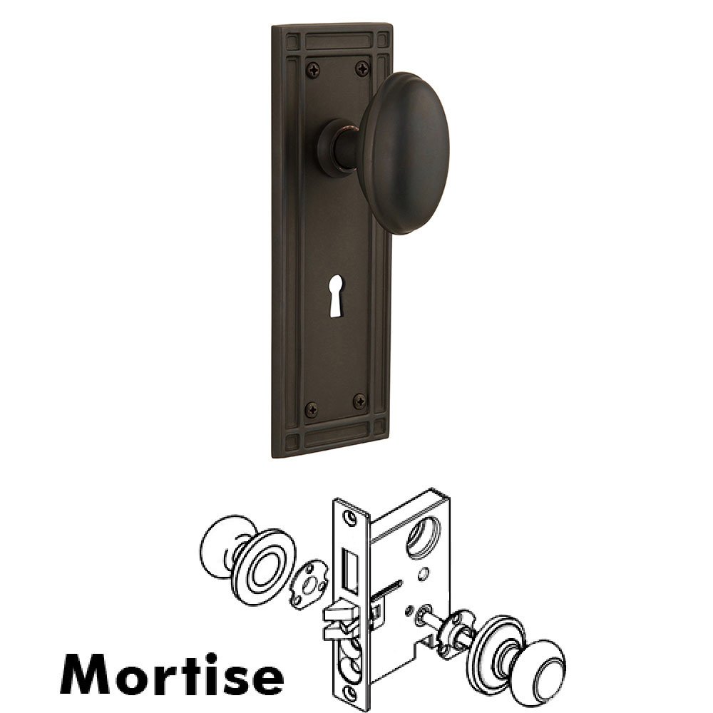 Mortise Mission Plate with Homestead Knob and Keyhole in Oil Rubbed Bronze