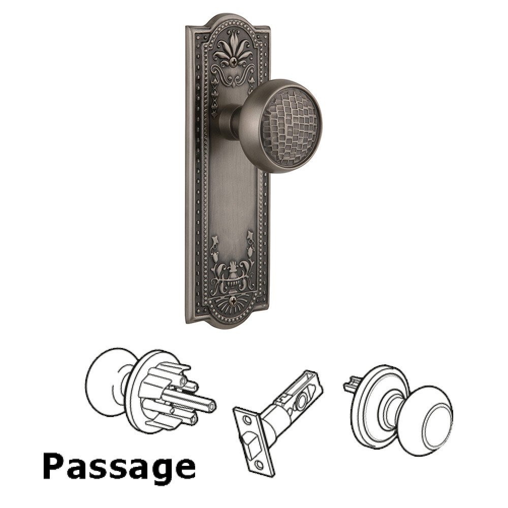 Passage Meadows Plate with Craftsman Door Knob in Antique Pewter