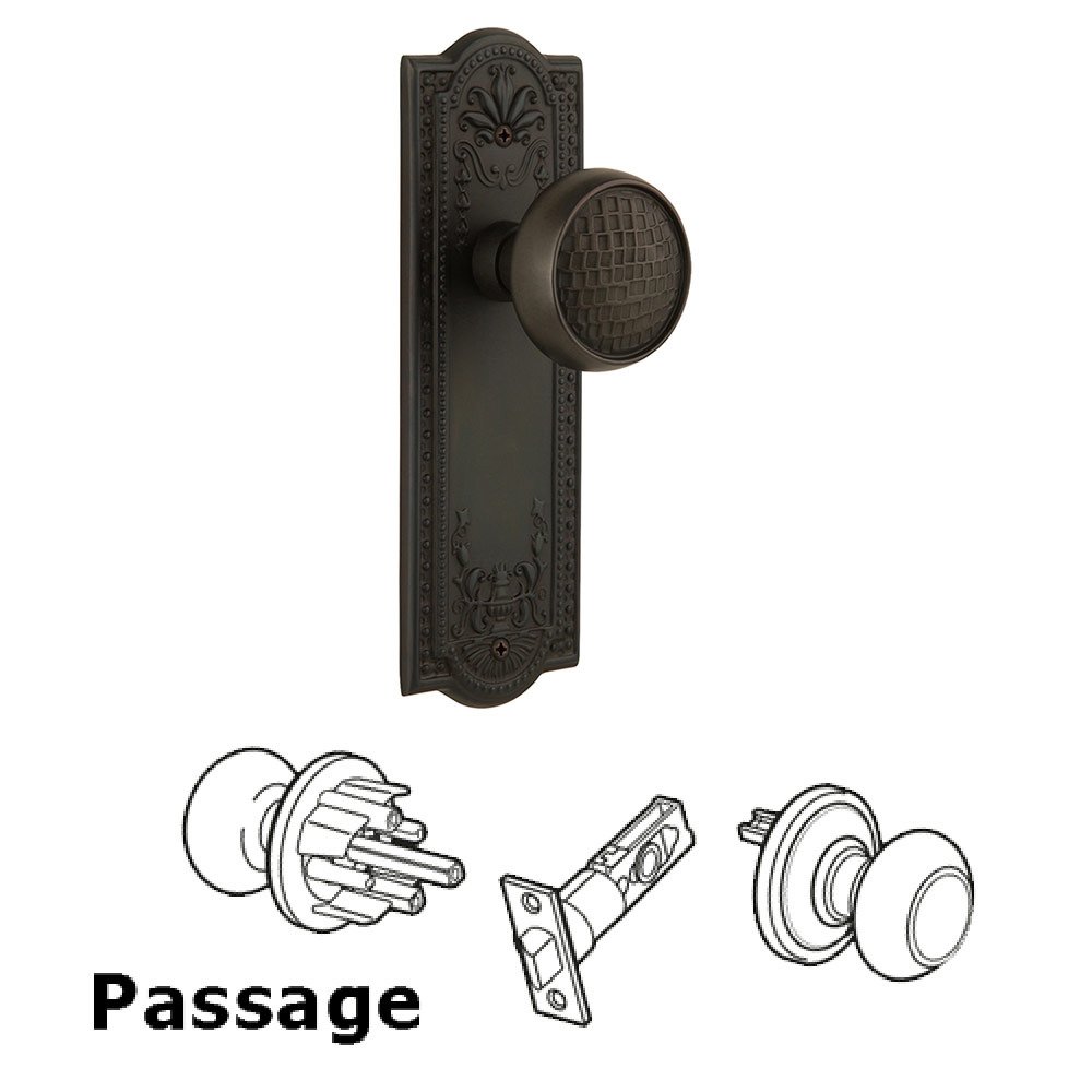 Passage Meadows Plate with Craftsman Door Knob in Oil-Rubbed Bronze