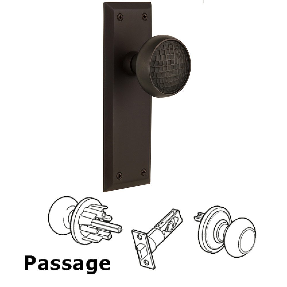 Passage New York Plate with Craftsman Knob in Oil Rubbed Bronze