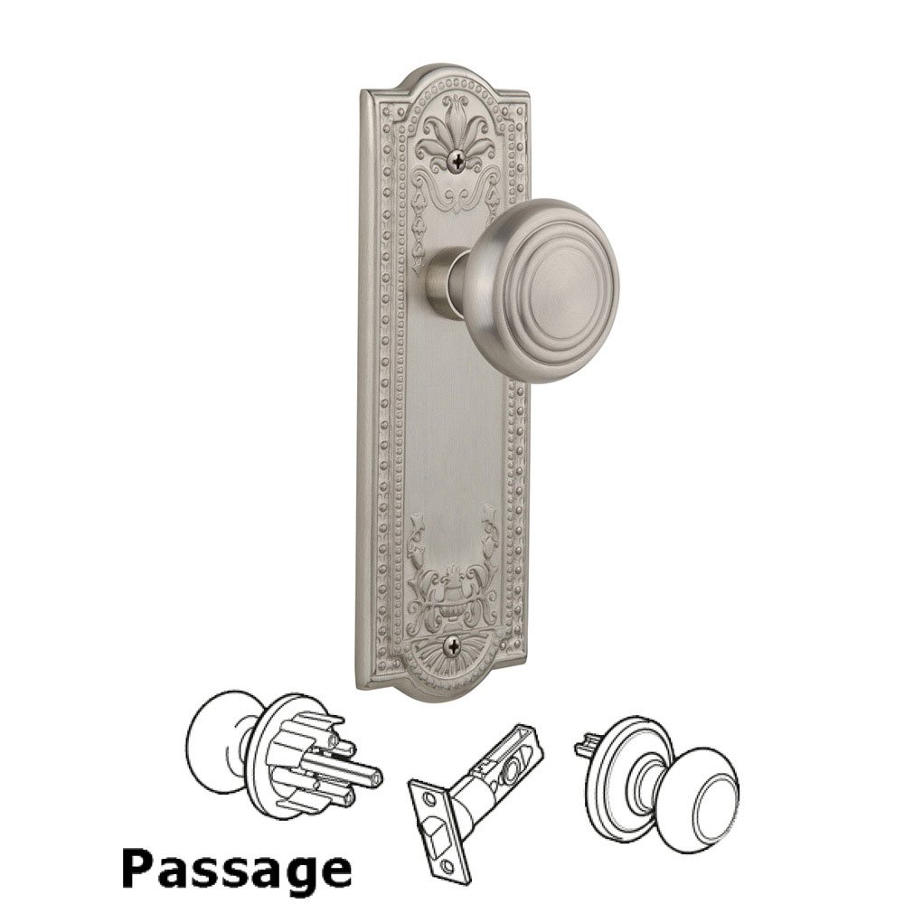 Passage Meadows Plate with Craftsman Knob in Satin Nickel