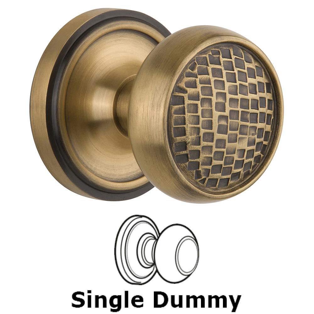 Single Dummy Classic Rosette with Craftsman Knob in Antique Brass