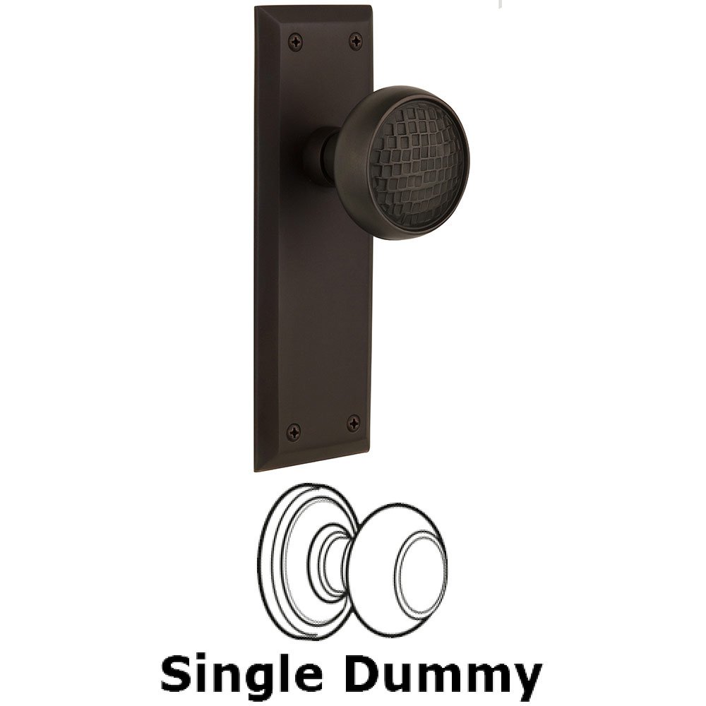 Single Dummy New York Plate with Craftsman Knob in Oil Rubbed Bronze