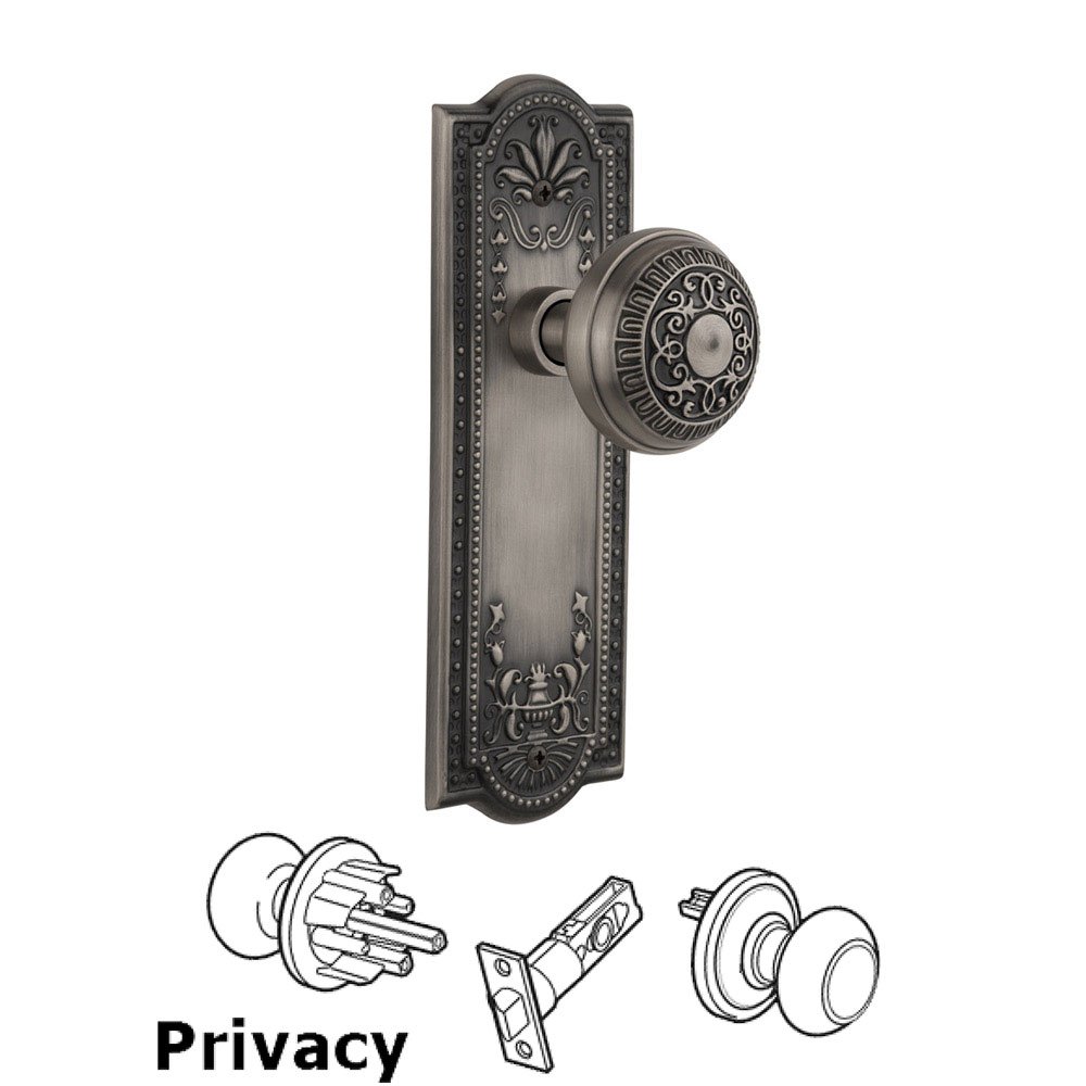 Privacy Meadows Plate with Egg & Dart Door Knob in Antique Pewter