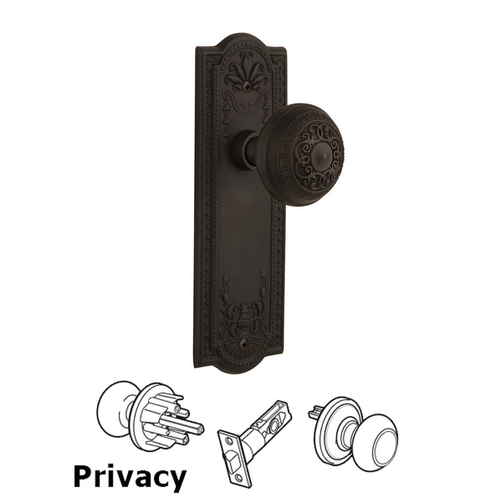 Privacy Meadows Plate with Egg & Dart Door Knob in Oil-Rubbed Bronze