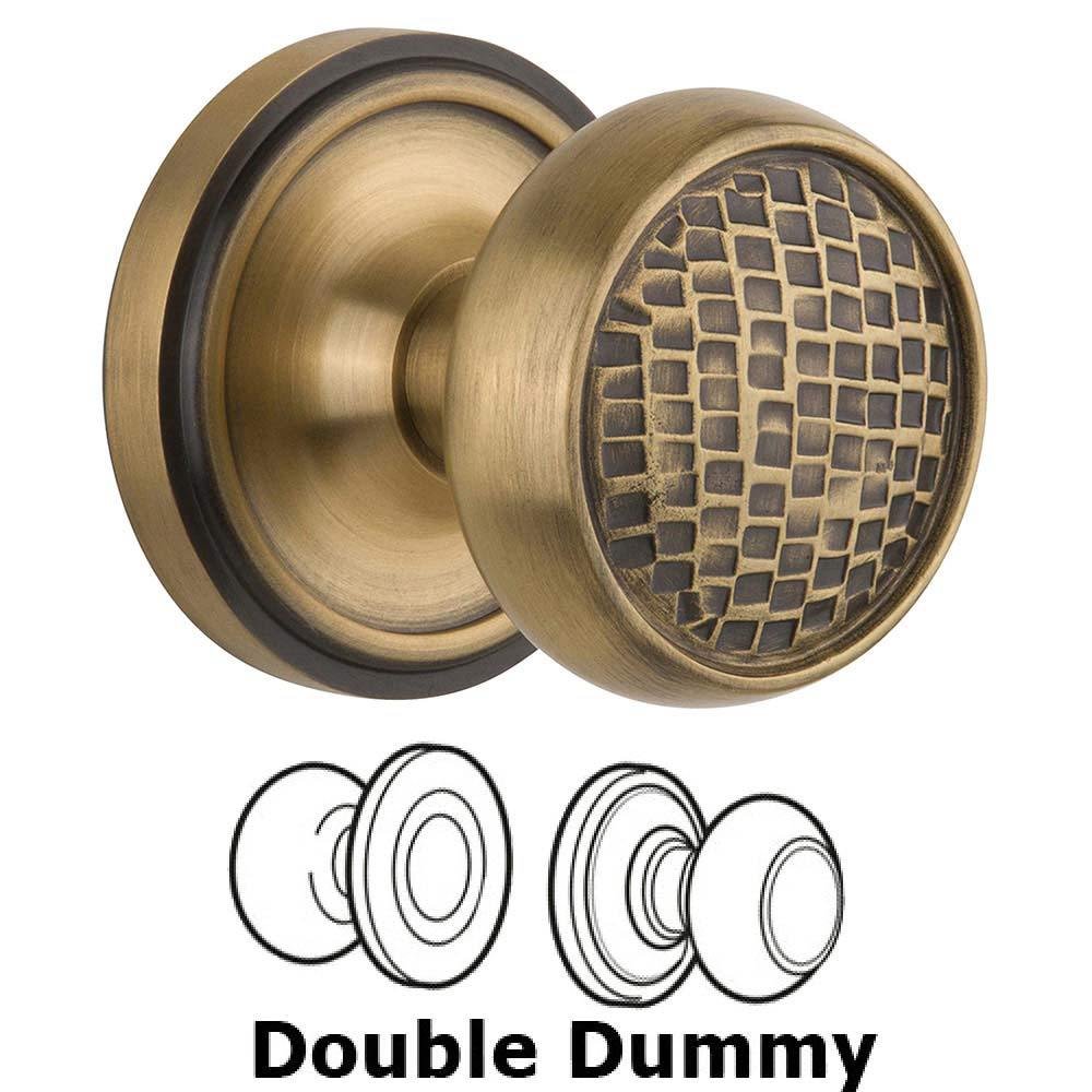Double Dummy Classic Rosette with Craftsman Knob in Antique Brass