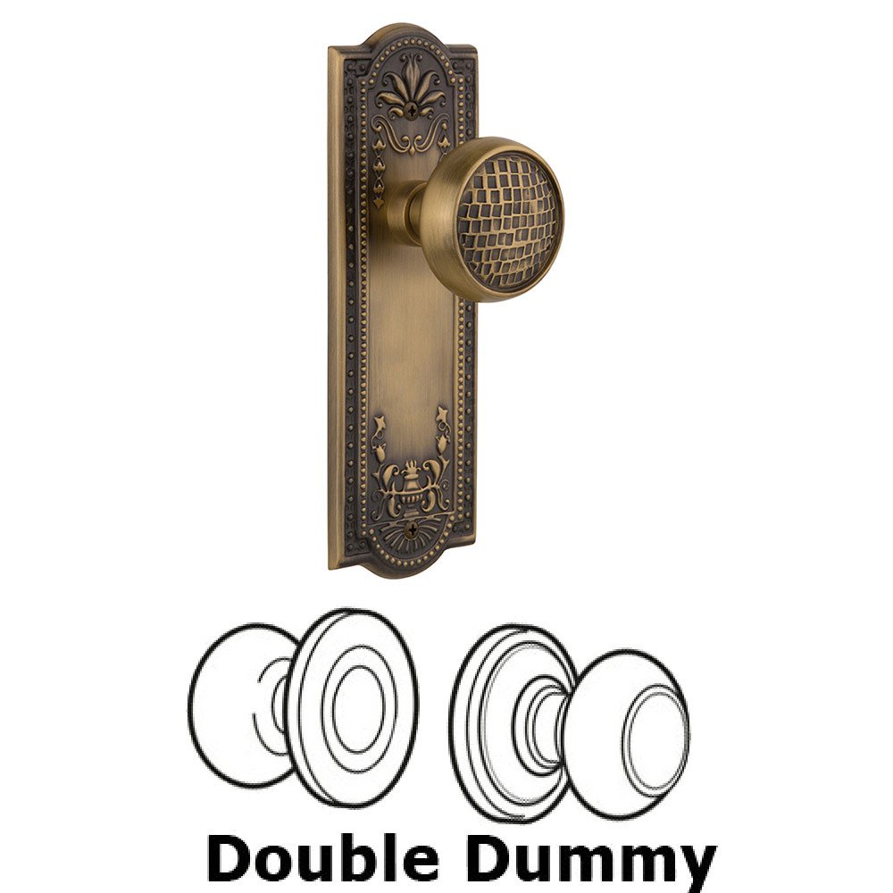 Double Dummy Meadows Plate with Craftsman Knob in Antique Brass