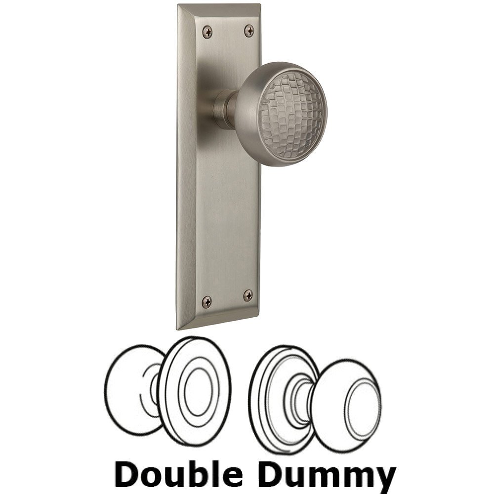 Double Dummy New York Plate with Craftsman Knob in Satin Nickel