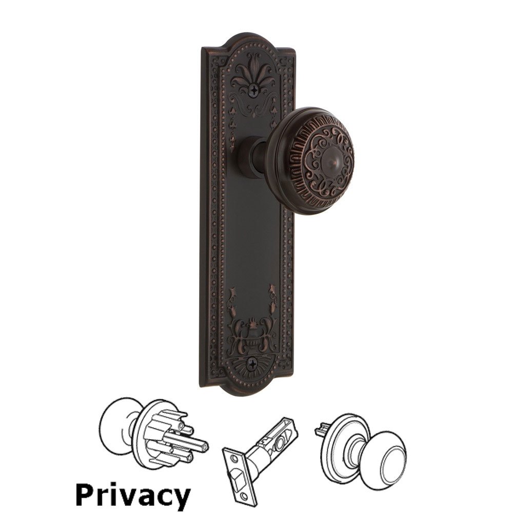 Privacy Meadows Plate with Egg & Dart Door Knob in Timeless Bronze