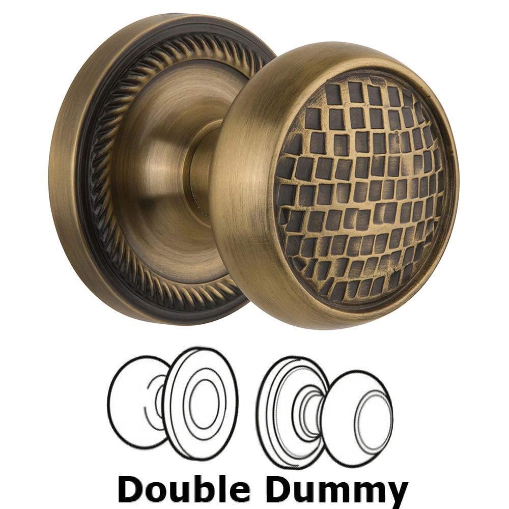 Double Dummy Rope Rosette with Craftsman Knob in Antique Brass