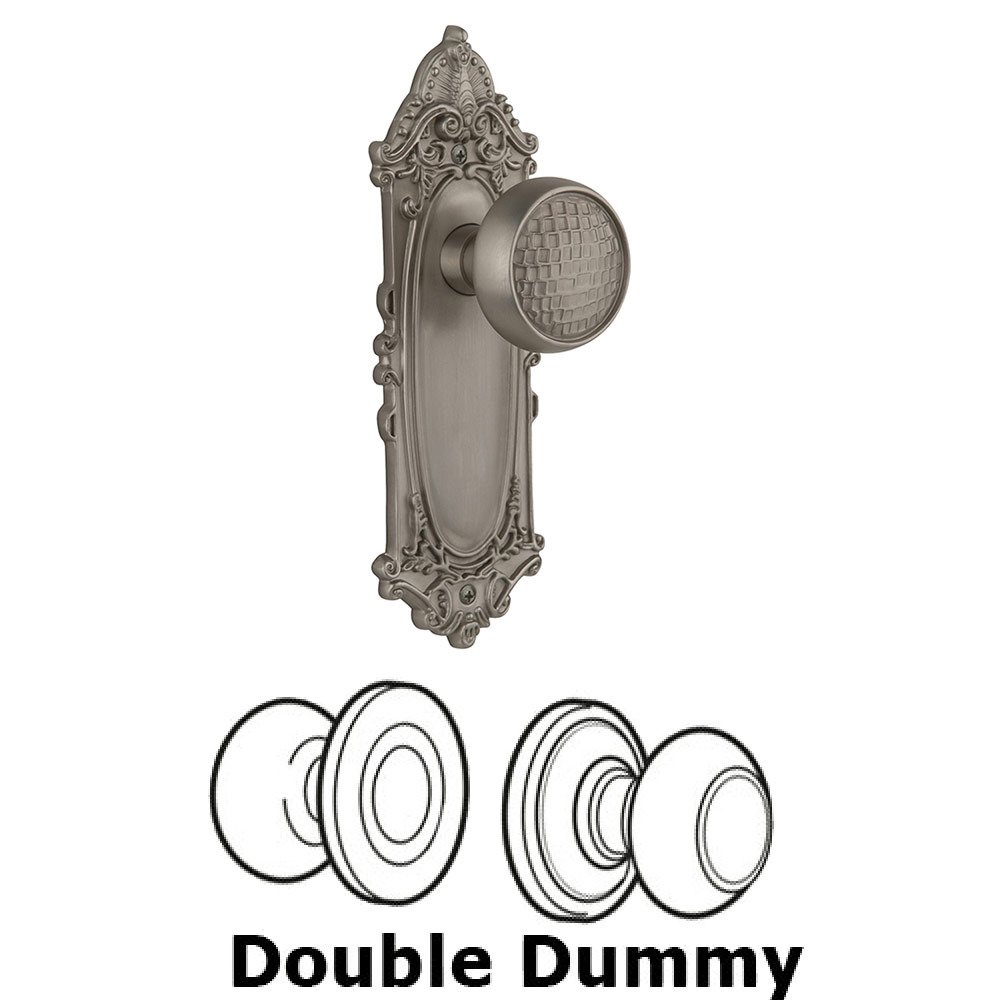 Double Dummy Victorian Plate with Craftsman Knob in Satin Nickel