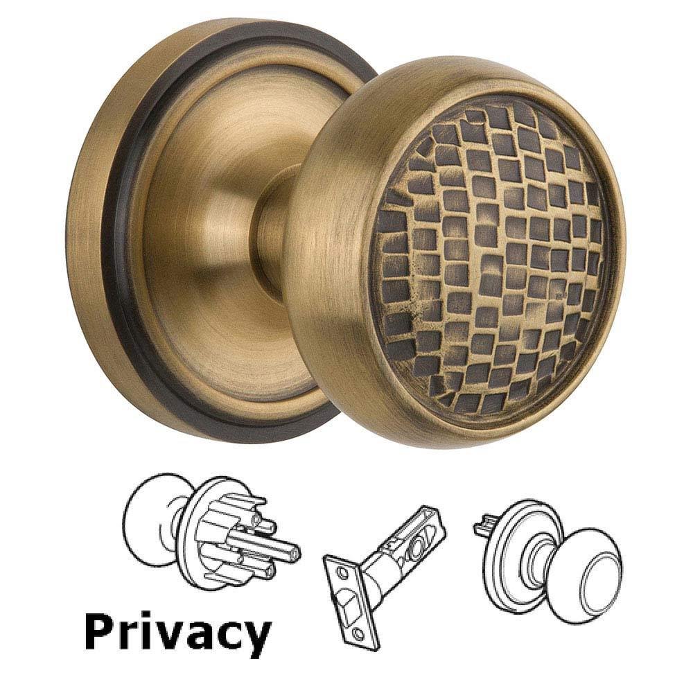 Privacy Classic Rosette with Craftsman Knob in Antique Brass
