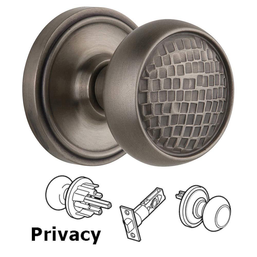 Privacy Classic Rosette with Craftsman Knob in Antique Pewter