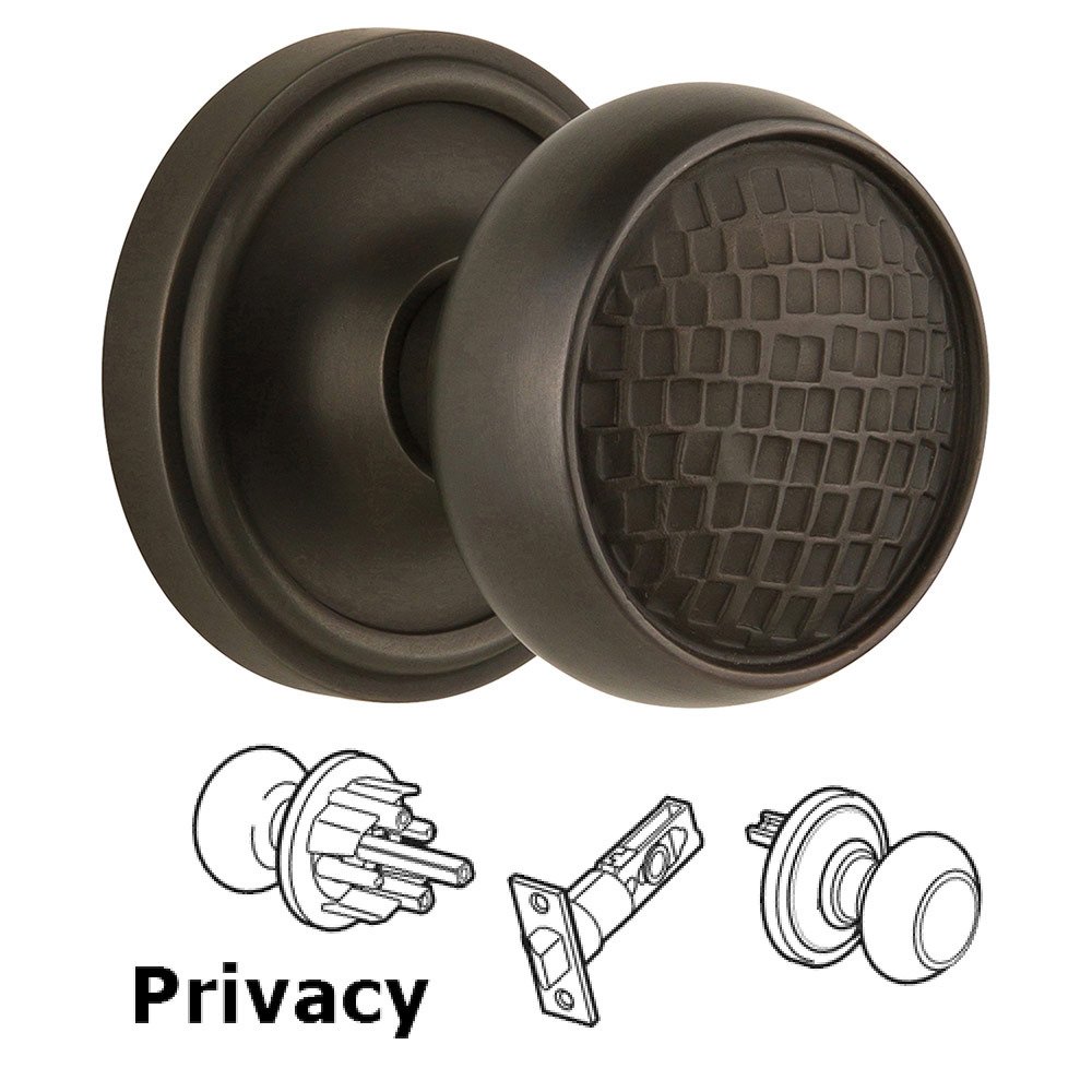 Privacy Classic Rosette with Craftsman Knob in Oil Rubbed Bronze