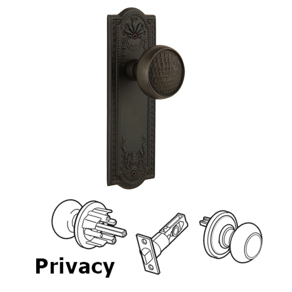 Privacy Meadows Plate with Craftsman Door Knob in Oil-Rubbed Bronze
