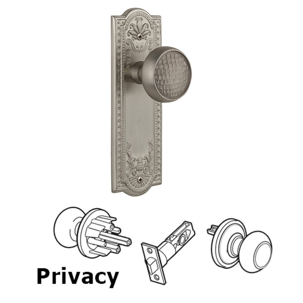 Privacy Meadows Plate with Craftsman Knob in Satin Nickel
