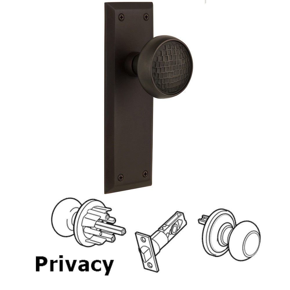 Privacy New York Plate with Craftsman Door Knob in Oil-Rubbed Bronze