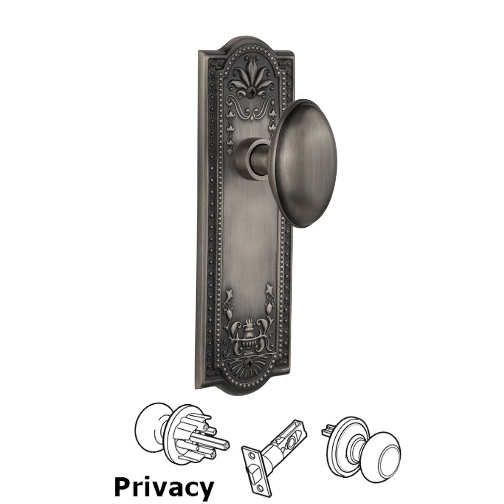 Privacy Meadows Plate with Craftsman Knob in Antique Pewter
