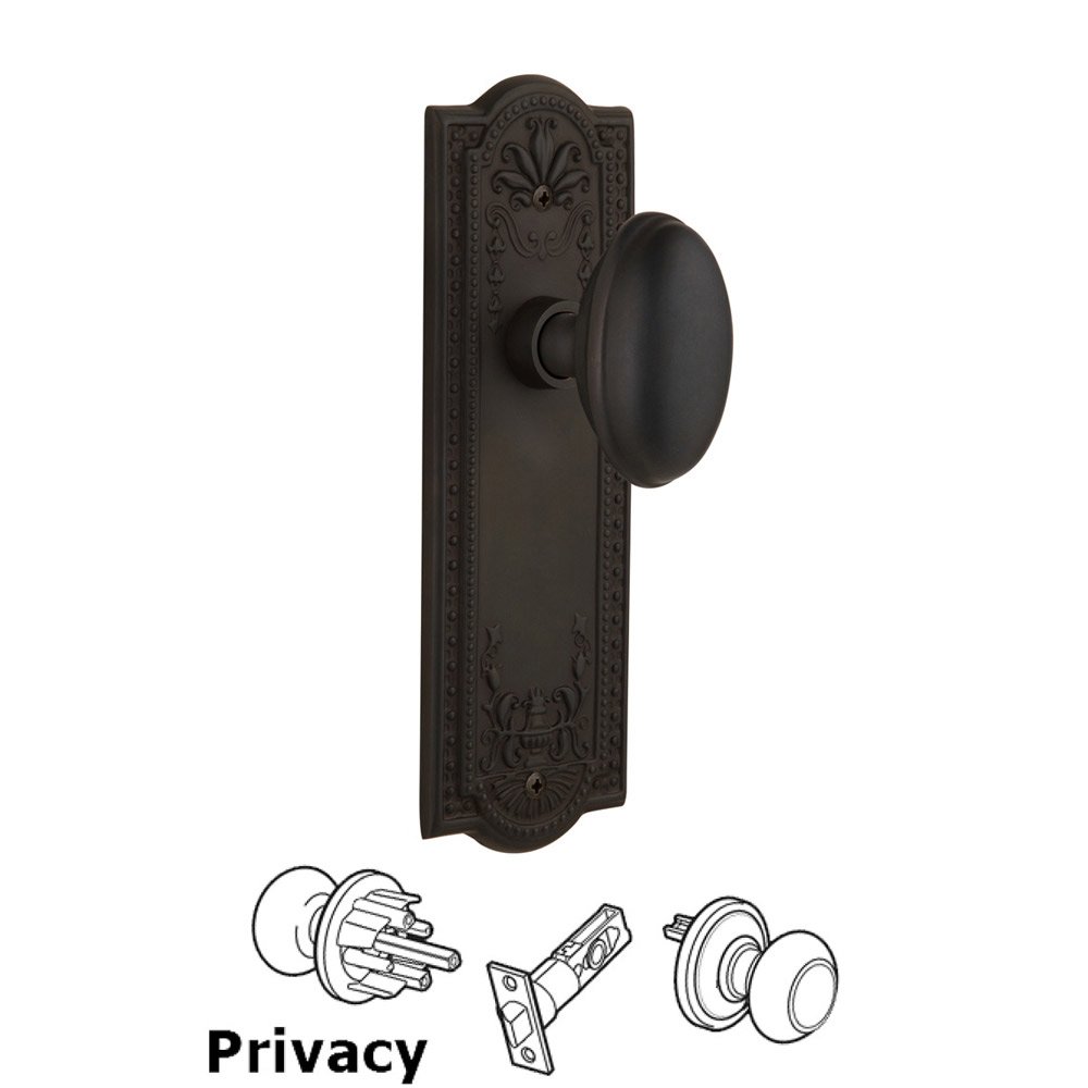 Privacy Meadows Plate with Craftsman Knob in Oil-Rubbed Bronze