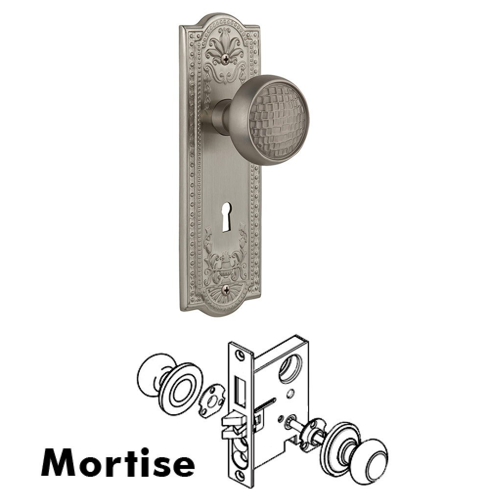 Mortise Meadows Plate with Craftsman Knob and Keyhole in Satin Nickel