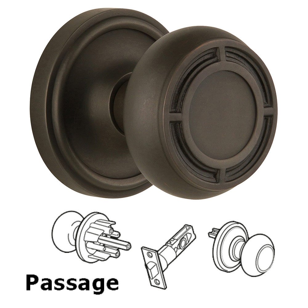 Passage Classic Rosette with Mission Knob in Oil Rubbed Bronze