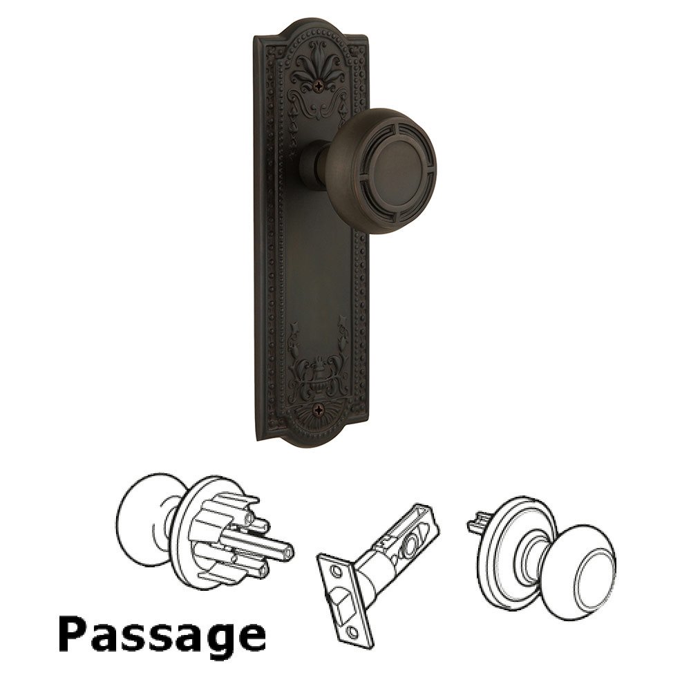 Passage Meadows Plate with Mission Door Knob in Oil-Rubbed Bronze