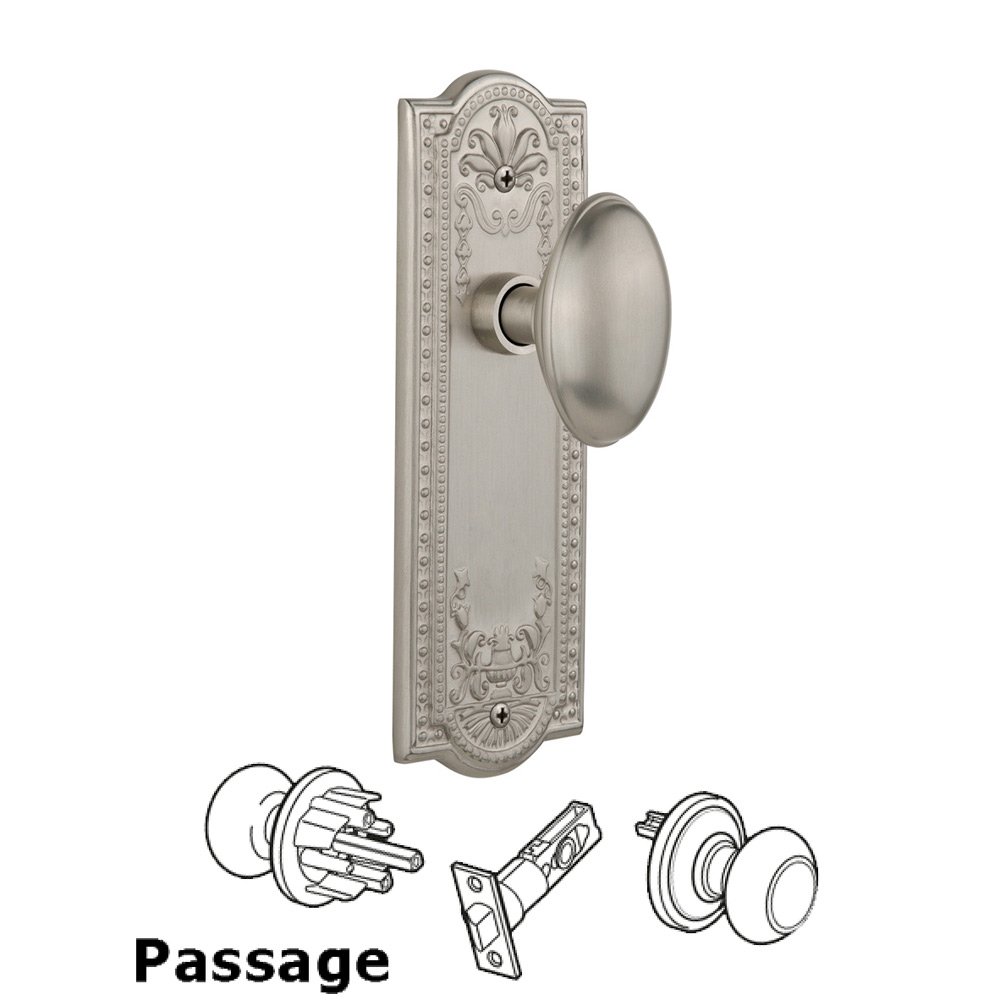 Passage Meadows Plate with Mission Knob in Satin Nickel