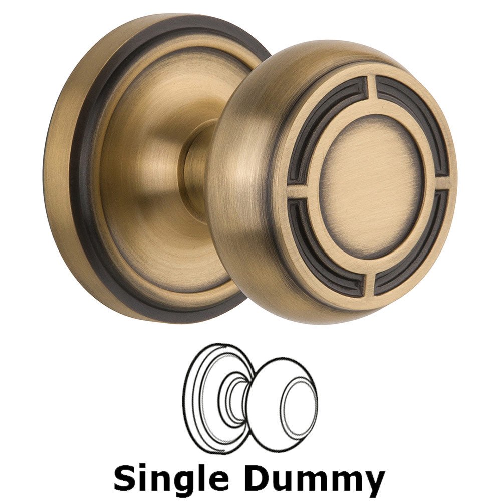 Single Dummy Classic Rosette with Mission Knob in Antique Brass