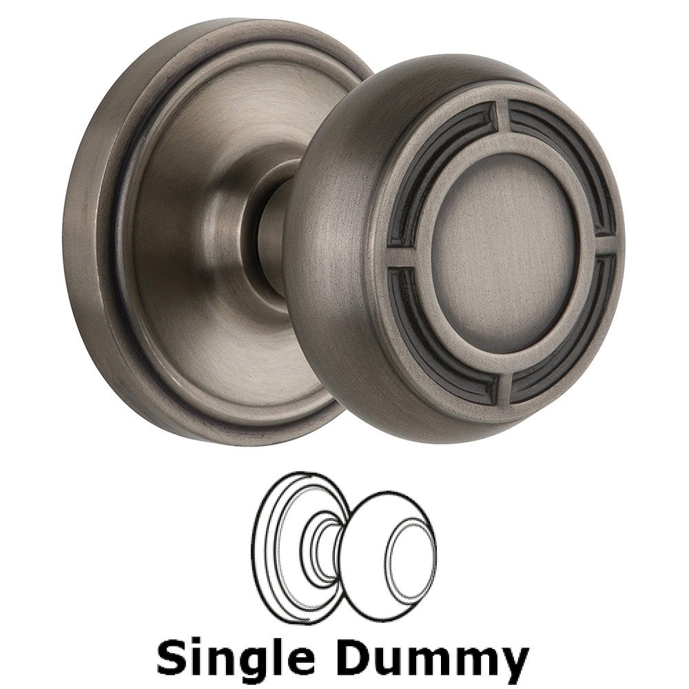 Single Dummy Classic Rosette with Mission Knob in Antique Pewter