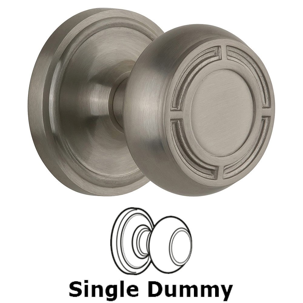 Single Dummy Classic Rosette with Mission Knob in Satin Nickel