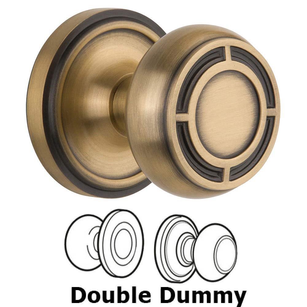 Double Dummy Classic Rosette with Mission Knob in Antique Brass