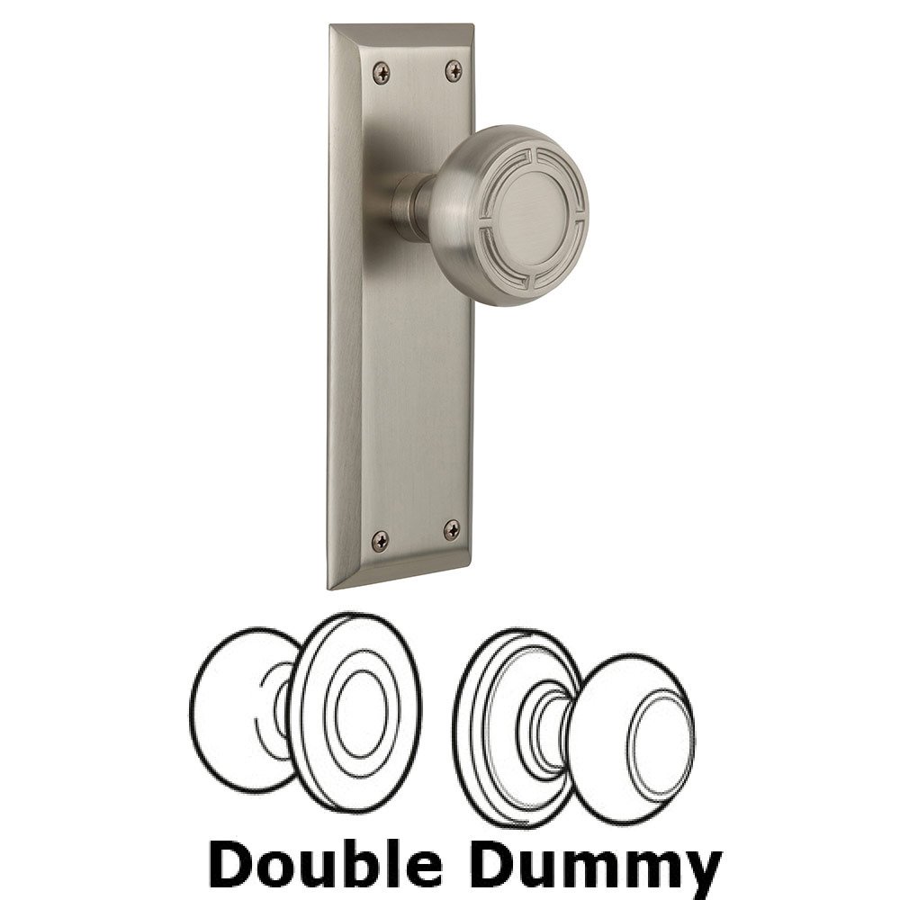 Double Dummy New York Plate with Mission Knob in Satin Nickel