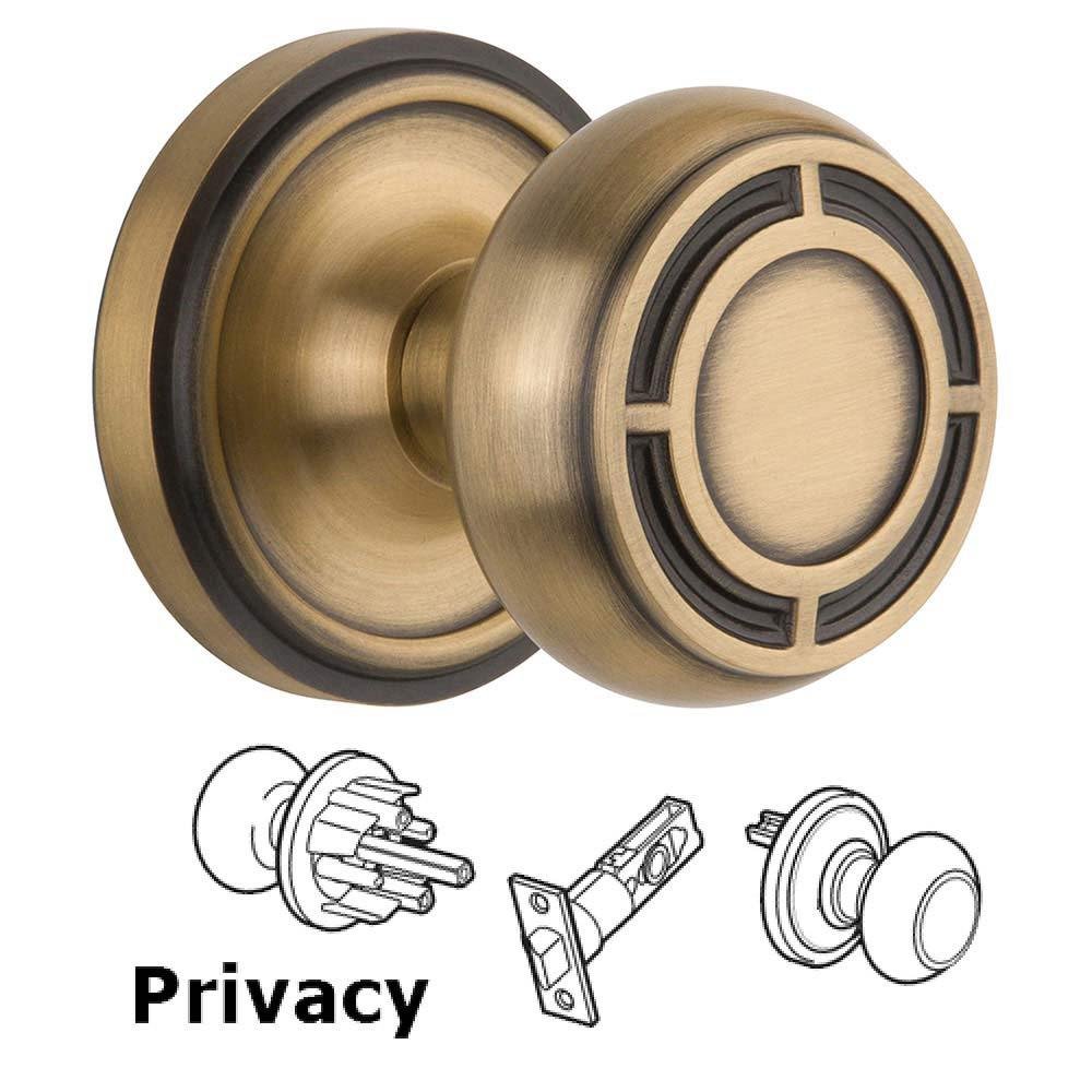 Privacy Classic Rosette with Mission Knob in Antique Brass
