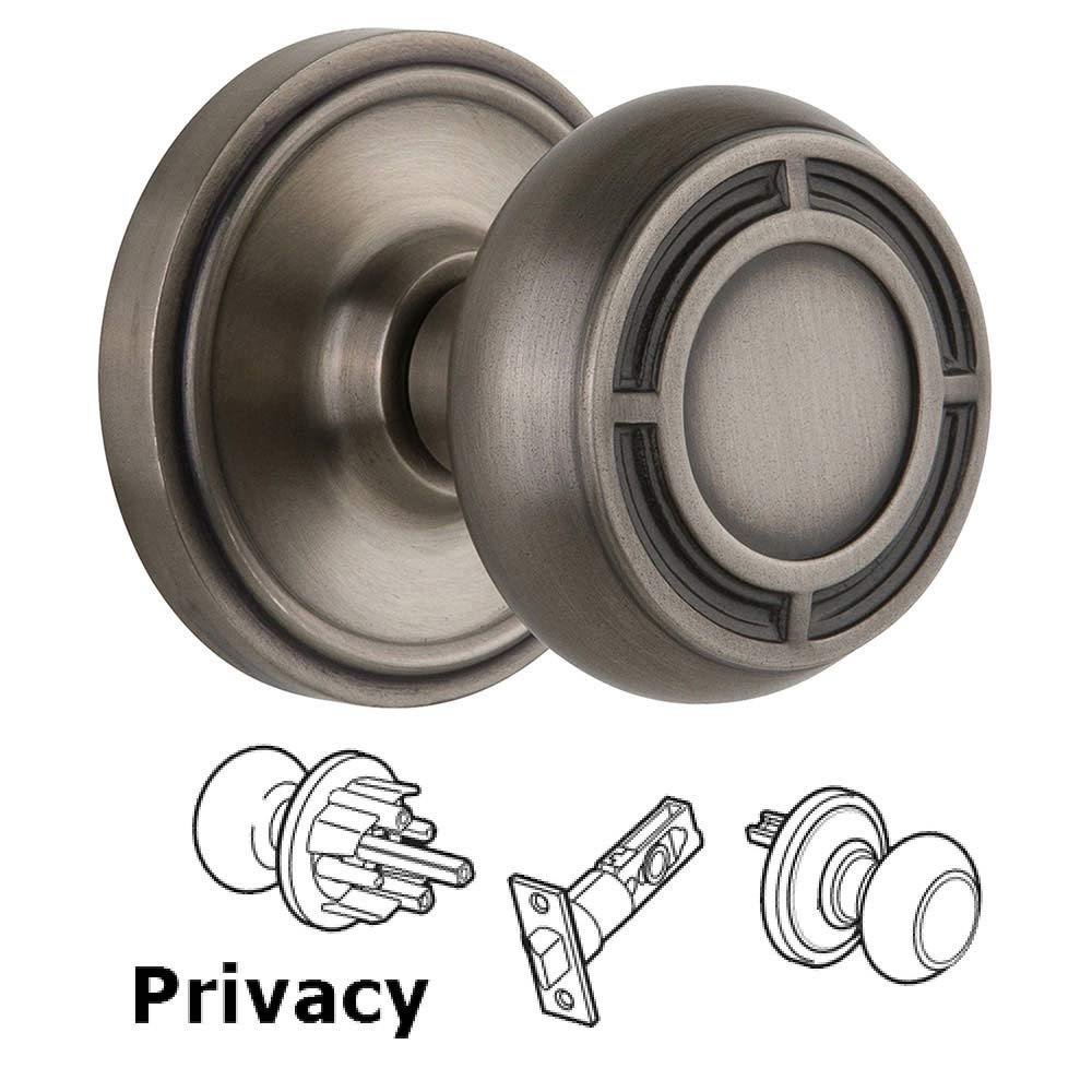 Privacy Classic Rosette with Mission Knob in Antique Pewter