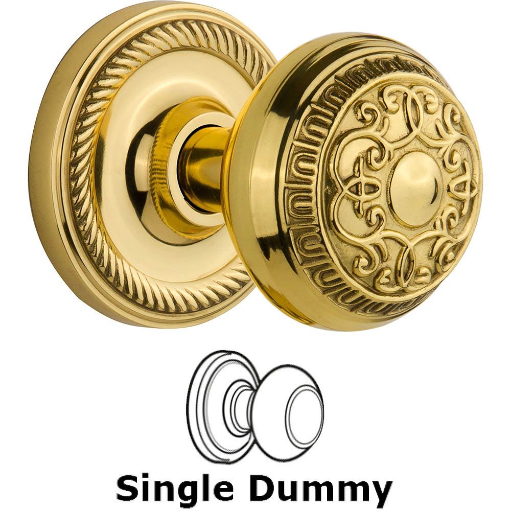 Single Dummy Rope Rosette with Egg and Dart Knob in Unlacquered Brass