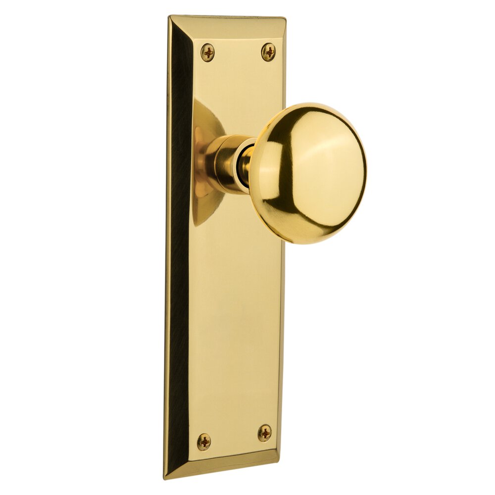 Privacy New York Plate with New York Door Knob in Unlacquered Brass